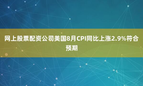 网上股票配资公司美国8月CPI同比上涨2.9%符合预期
